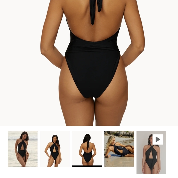 PQ Alex Black Halter One-Piece Swimsuit (NWT) Size M - Picture 2 of 4